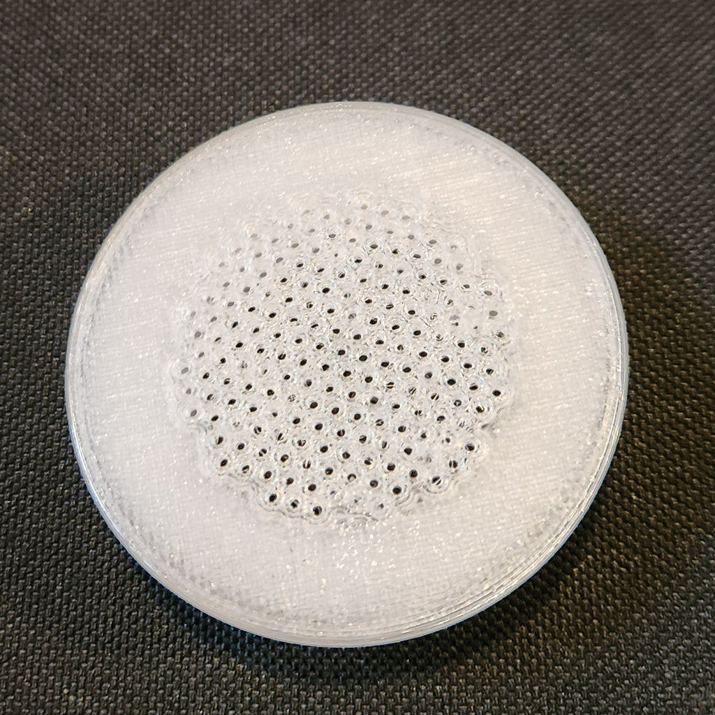 1.5 inch 3D-printed isopod tub vent, mesh face, frosted white