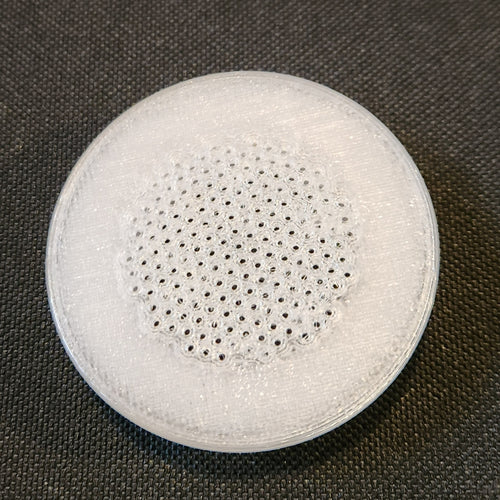 1.5 inch 3D-printed isopod tub vent, mesh face, frosted white